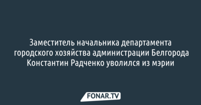 Заместитель начальника департамента городского хозяйства администрации Белгорода Константин Радченко уволился из мэрии
