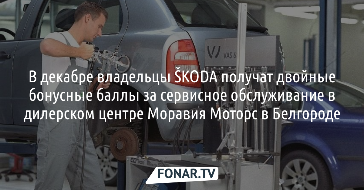 В декабре владельцы ŠKODA получат двойные бонусные баллы за сервисное обслуживание в дилерском центре Моравия Моторс в Белгороде*