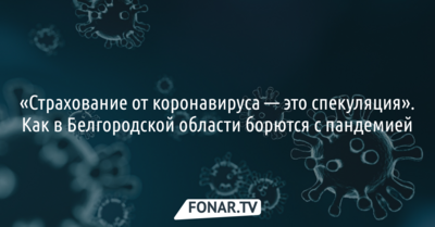 «Страхование от коронавируса — это спекуляция». Как в Белгородской области борются с пандемией