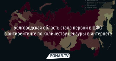 Белгородская область стала первой в антирейтинге ЦФО по количеству цензуры в интернете