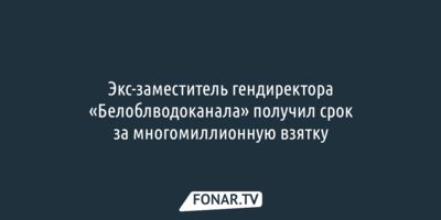 Экс-заместитель гендиректора «Белоблводоканала» получил срок за многомиллионную взятку