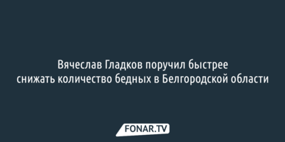 Вячеслав Гладков поручил быстрее снижать количество бедных в Белгородской области