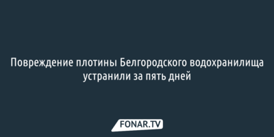 Повреждение плотины Белгородского водохранилища устранили за пять дней