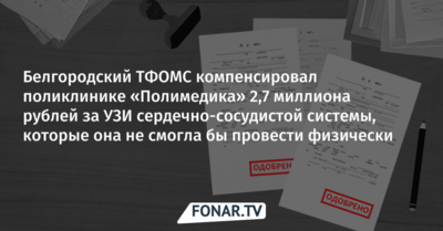 Белгородский ТФОМС компенсировал «Полимедике» 2,7 миллиона рублей за медуслуги, которые, скорее всего, она не могла провести физически [расследование]