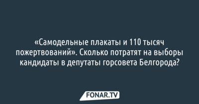 «Самодельные плакаты и 110 тысяч пожертвований». Сколько потратят на выборы кандидаты в депутаты горсовета Белгорода?