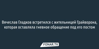 Вячеслав Гладков встретился с жительницей Грайворона, которая назвала горожан «безликими мишенями»