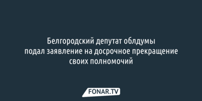 Белгородскую облдуму досрочно покинет один из депутатов