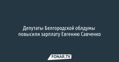 Депутаты Белгородской облдумы повысили зарплату Евгению Савченко