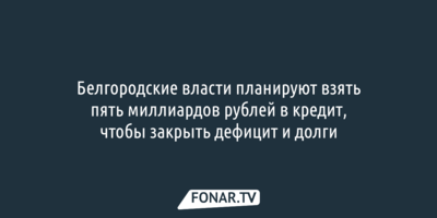 Белгородские власти планируют взять пять миллиардов рублей в кредит, чтобы закрыть дефицит и долги