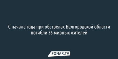 При обстрелах Белгородской области за 2 месяца 2026 года погибли 35 мирных жителей