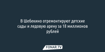 В Шебекино отремонтируют детские сады и ледовую арену за 18 миллионов рублей