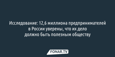 Исследование:12,6 миллиона предпринимателей в России уверены, что их дело должно быть полезным обществу