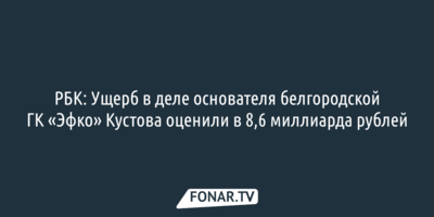 РБК: Ущерб в деле основателя белгородской ГК «Эфко» Кустова оценили в 8,6 миллиарда рублей