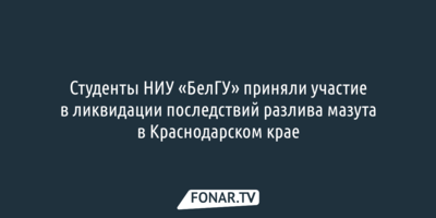 Студенты НИУ «БелГУ» отправились ликвидировать последствия разлива мазута в Чёрном море