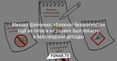 Михаил Шейченко: «Блокнот безопасности» ещё не готов и не должен был попасть в белгородские детсады