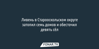 Ливень в Старооскольском округе затопил семь домов и обесточил девять сёл