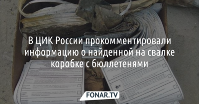 В ЦИК России прокомментировали информацию о найденной на свалке коробке с бюллетенями