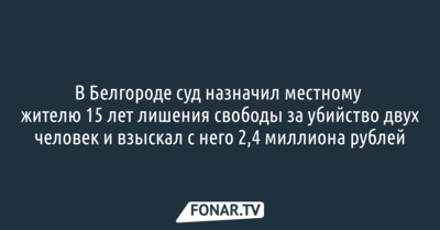 Суд приговорил белгородца к 15 годам тюрьмы за двойное убийство на улице Конева
