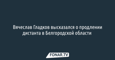Вячеслав Гладков высказался о продлении дистанта в Белгородской области 