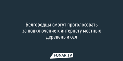 Белгородцы ещё могут проголосовать за подключение к интернету местных малых деревень и сёл