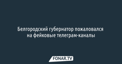 Белгородский губернатор пожаловался на фейковые телеграм-каналы