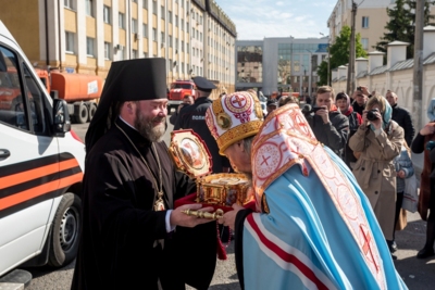 Как в Белгороде встречали ковчег с мощами Георгия Победоносца