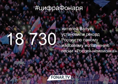 Жители Валуек поставили рекорд России по самому массовому исполнению песни «Россия-чемпионка»