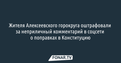 Жителя Алексеевского горокруга оштрафовали за неприличный комментарий в соцсети о поправках в Конституцию
