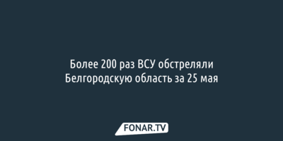 Более 200 раз ВСУ обстреляли Белгородскую область за 25 мая