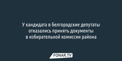 У кандидата в белгородские депутаты отказались принять документы в избирательной комиссии района