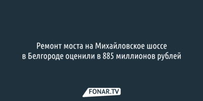 Ремонт моста на Михайловское шоссе в Белгороде оценили в 885 миллионов рублей