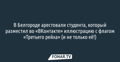 В Белгороде арестовали студента, который разместил во «ВКонтакте» иллюстрацию с флагом «Третьего рейха»