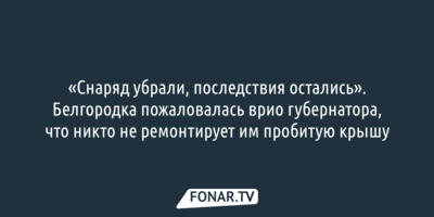  «Снаряд убрали, последствия остались». Белгородка пожаловалась врио губернатора, что никто не ремонтирует им пробитую крышу 