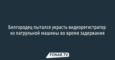 Житель Белгорода пытался украсть видеорегистратор из патрульной машины во время задержания