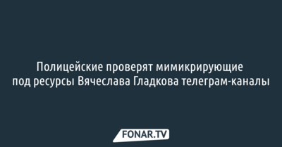 Полицейские проверят мимикрирующие под ресурсы Вячеслава Гладкова телеграм-каналы