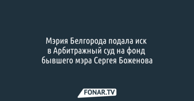 Мэрия Белгорода подала иск в Арбитражный суд на фонд бывшего мэра Сергея Боженова
