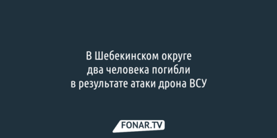 Два белгородца погибли от атаки дрона ВСУ в Шебекинском округе