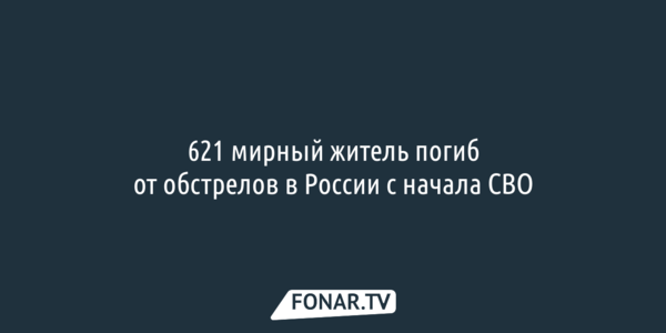 Следком: 621 мирный житель погиб от обстрелов в России с начала СВО
