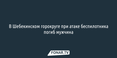 В Шебекинском горокруге при атаке беспилотника погиб мужчина 