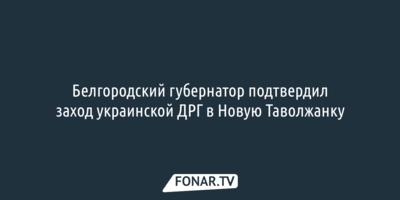 Белгородский губернатор подтвердил заход украинской ДРГ в Новую Таволжанку