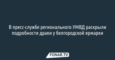 В пресс-службе регионального УМВД раскрыли подробности драки у белгородской ярмарки
