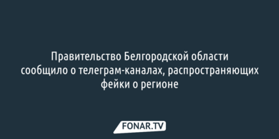 Белгородское правительство назвало, кто распространяет фейки о регионе