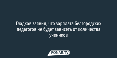 Гладков заявил, что зарплата белгородских педагогов не будет зависеть от количества учеников в классах