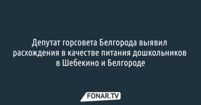 Депутат горсовета Белгорода выявил расхождения в качестве питания дошкольников в Шебекино и Белгороде