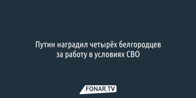 Путин наградил четырёх белгородцев за работу в условиях СВО