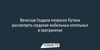 Вячеслав Гладков попросил Путина помочь с мобильными котельными в приграничье 