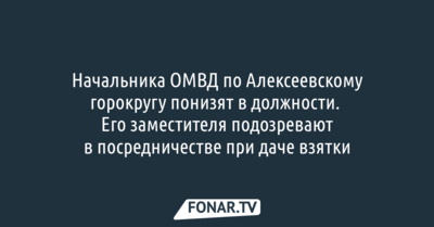 Начальника ОМВД по Алексеевскому горокругу понизят в должности