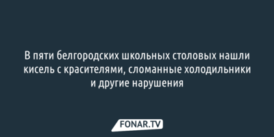 В пяти белгородских школьных столовых нашли кисель с красителями, сломанные холодильники и другие нарушения