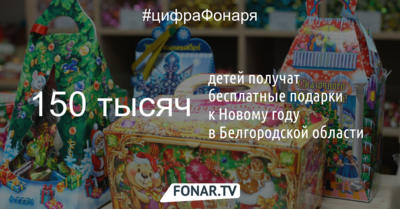 В Белгородской области 150 тысяч детей получат бесплатные подарки к Новому году