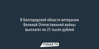В Белгородской области ветеранам выплатят по 25 тысяч рублей